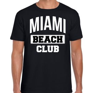 Miami beach club zomer t-shirt voor heren - zwart - beach party / vakantie outfit / kleding / strand feest shirt