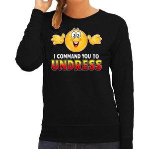 Funny emoticon sweater I command you to undress zwart voor dames - Fun / cadeau trui