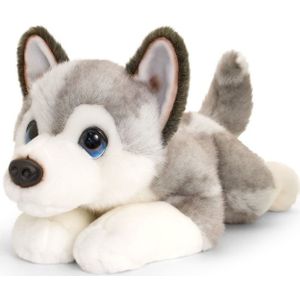 Keel Toys Grote Pluche Husky Grijs/Wit Honden Knuffel 47 cm - Honden Knuffeldieren