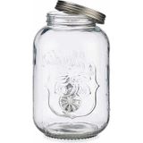 2x stuks glazen drankdispenser/limonadetap met zilver kleur dop/tap 3.8 liter - Tapkraantje - 16 x 25 cm