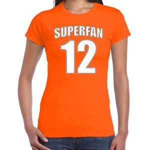 Oranje t-shirt voor dames - Superfan nummer 12 - Nederland supporter - EK/ WK shirt / outfit