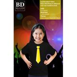 Bellatio Decorations Verkleed t-shirt voor kinderen - stropdas - zwart - meisje - carnaval/themafeest