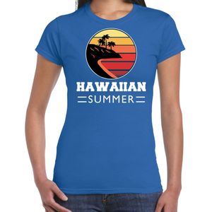 Hawaiian zomer t-shirt / shirt Hawaiian summer voor dames - blauw -  Hawaiian party / vakantie outfit / kleding / feest shirt