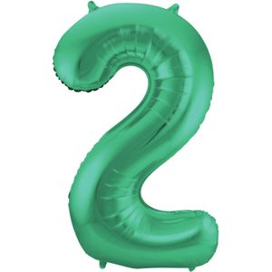 Folat Folie cijfer ballon - 86 cm groen - cijfer 2 - verjaardag leeftijd
