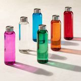 Glazen waterfles/drinkfles/sportfles - 2x - groen transparant - met RVS dop - 500 ml