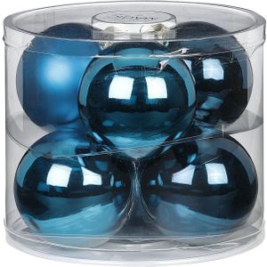 Inge Christmas Grote kerstballen - 6x st - diep blauw - 10 cm - glas - glans/mat