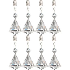 8x stuks tafelkleedgewichtjes kristallen diamant glas - Tafelkleedhangers - Tafelzeilgewichtjes