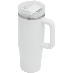 Bellatio Design Warmhoudbeker/thermosbeker DELUXE - grote koffiebeker - tumbler - RVS - ivoor wit - 900 ml - Reisbeker