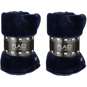 In The Mood - Fleece Dekens/Plaids 2x Stuks - Navy Blauw - 130 X 180 cm