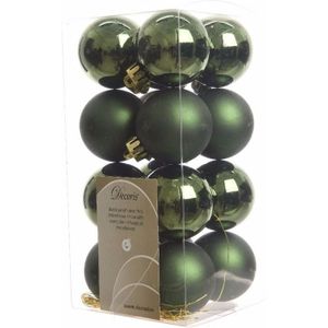 64x Donkergroene kunststof kerstballen 4 cm - Mat/glans - Onbreekbare plastic kerstballen - Kerstboomversiering donkergroen