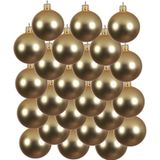 24x Gouden glazen kerstballen 6 cm - Mat/matte - Kerstboomversiering goud