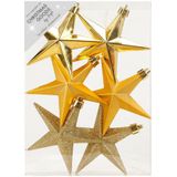 12x stuks kunststof kersthangers sterren goud 10 cm kerstornamenten - Kunststof ornamenten kerstversiering