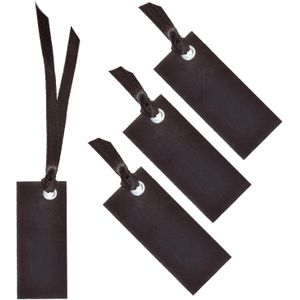 Santex cadeaulabels met lintje - set 120x stuks - zwart - 3 x 7 cm - naam tags