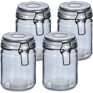 Zeller Voorraadpotten/bewaarpotten - 4x - 250 ml - glas - met beugelsluiting - D8 x H10 cm