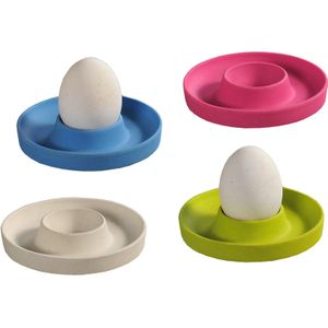 8x Melamine gekleurde eierdopjes 10 x 2 cm - Tafel dekken - Ronde eierdoppen gekleurd - Ontbijt