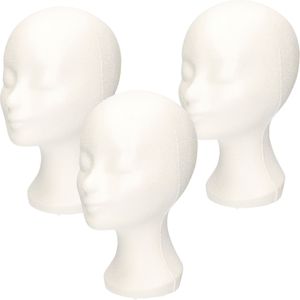 Piepschuim paspop/pruiken display hoofden 30 cm 3 stuks - Etalage/winkel materiaal