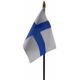 Finland tafelvlaggetje 10 x 15 cm met standaard