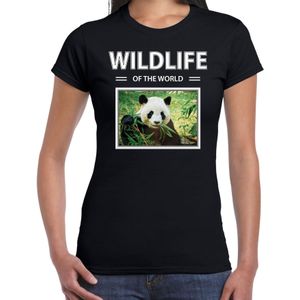 Dieren foto t-shirt Panda - zwart - dames - wildlife of the world - cadeau shirt pandabeer liefhebber