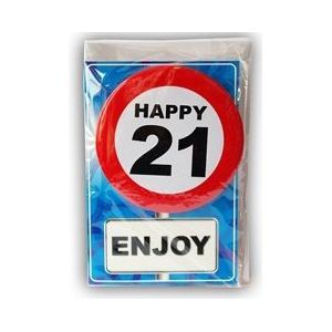 Happy Birthday kaart met button 21 jaar