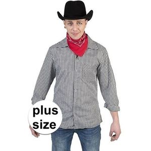 Grote maat zwart/wit geruit cowboy verkleed overhemd voor heren