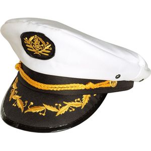 Kapitein carnaval verkleed pet - wit/goud - voor volwassenen - Officier - Zeeman - Marine