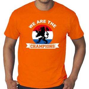 Grote maten oranje fan t-shirt voor heren - Holland kampioen met leeuw - Nederland supporter - EK/ WK shirt / outfit