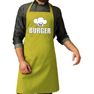 Chef burger schort / keukenschort lime groen heren