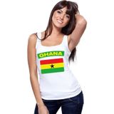 Ghana singlet shirt/ tanktop met Ghanese vlag wit dames