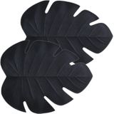 Set van 10x stuks placemats blad zwart - vinyl - 47 x 38 cm - Onderleggers