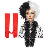 Cruel lady verkleed accessoire set - 3-delig - dalmatier schurk - Pruik en accessoires