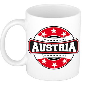 Austria / Oostenrijk embleem theebeker / koffiemok van keramiek - 300 ml - Oostenrijk landen thema - supporter beker / mokken