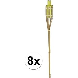 8x Bamboe tuinfakkel geel - 65 cm - fakkels