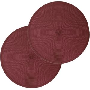Set van 10x stuks placemats bordeaux rood - gevlochten kunststof - 38 cm - Onderleggers