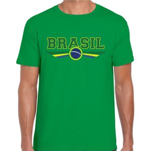 Brazilie / Brasil landen t-shirt met Braziliaanse vlag - groen - heren - landen shirt / kleding - EK / WK / Olympische spelen outfit