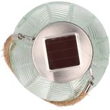 4x stuks groene solar lantaarn van gestreept glas rond 16 cm - Tuinlantaarns - Solarverlichting - Tuinverlichting