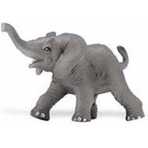 Plastic speelgoeAfrikaanse olifant kalf 8 cm met gestrekte slurf
