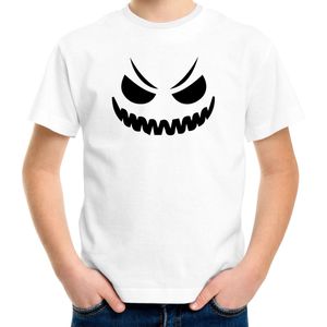 Spook gezicht halloween verkleed t-shirt wit voor kinderen - horror shirt / kleding / kostuum