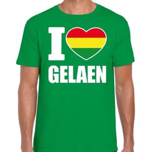 Carnaval t-shirt I love Gelaen voor heren - groen - Geleen - Carnavalshirt / verkleedkleding