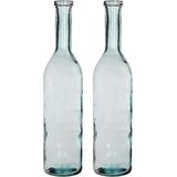 Set van 2x stuks transparante fles vaas/vazen van eco glas 18 x 75 cm - Rioja - Woonaccessoires/woondecoraties - Glazen bloemenvaas - Flesvaas/flesvazen