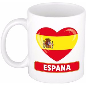 Hartje Spanje mok / beker 300 ml - Landen vlaggen feestartikelen - Supporters