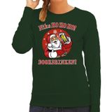 Foute Kersttrui / sweater -  bier drinkende Santa - niks HO HO HO doordrinken - groen voor dames - kerstkleding / kerst outfit
