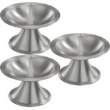 3x Luxe metalen kaarsenhouders zilver voor stompkaarsen van 5-6 cm - Stompkaarshouder -  Kaarshouder/kaarsen standaard - Kandelaar voor stompkaarsen - Woonaccessoires