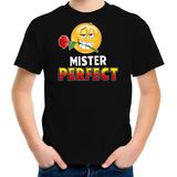 Funny emoticon t-shirt Mister perfect zwart voor kids - Fun / cadeau shirt