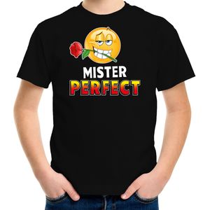 Funny emoticon t-shirt Mister perfect zwart voor kids - Fun / cadeau shirt