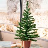 Mini kerstboom groen - in kunststof pot koper - 75 cm - kunstboom