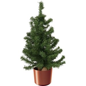 Mini kerstboom groen - in kunststof pot koper - 75 cm - kunstboom