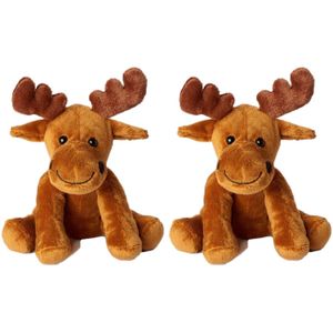 4x stuks pluche bruine eland knuffel 20 cm - Elanden knuffels - Speelgoed voor kinderen