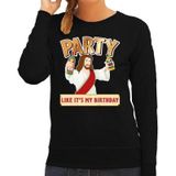 Foute kersttrui / sweater  Party like it is my birthday zwart voor dames - kerstkleding / christmas outfit