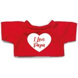 Pluche Teddybeer/ knuffelbeer met I Love Papa wit hartje t-shirt - 24 cm - cadeaubeer - Vaderdag / verjaardag