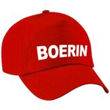 Boerin verkleed pet rood voor dames - boerin baseball cap - carnaval verkleedaccessoire voor kostuum